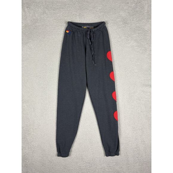 Aviator Nation Sweatpants Women’s XS Charcoal Gray Heart Stitch Lounge Jogger - Picture 1 of 10